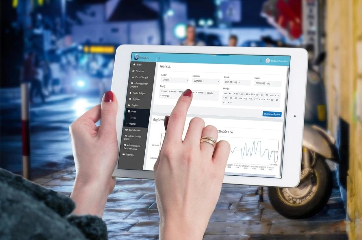 Tablet mostrando software Mimasoft